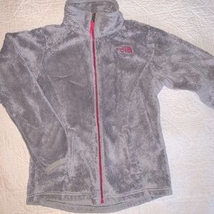 North face gray/fuchsia girls jacket medium 10-12